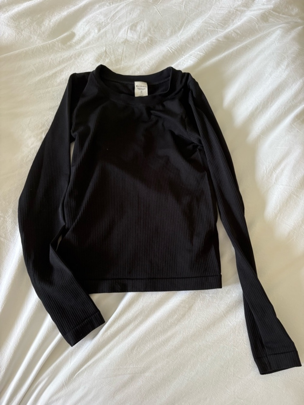 Athleta Black Long Sleeve Ribbed Top
